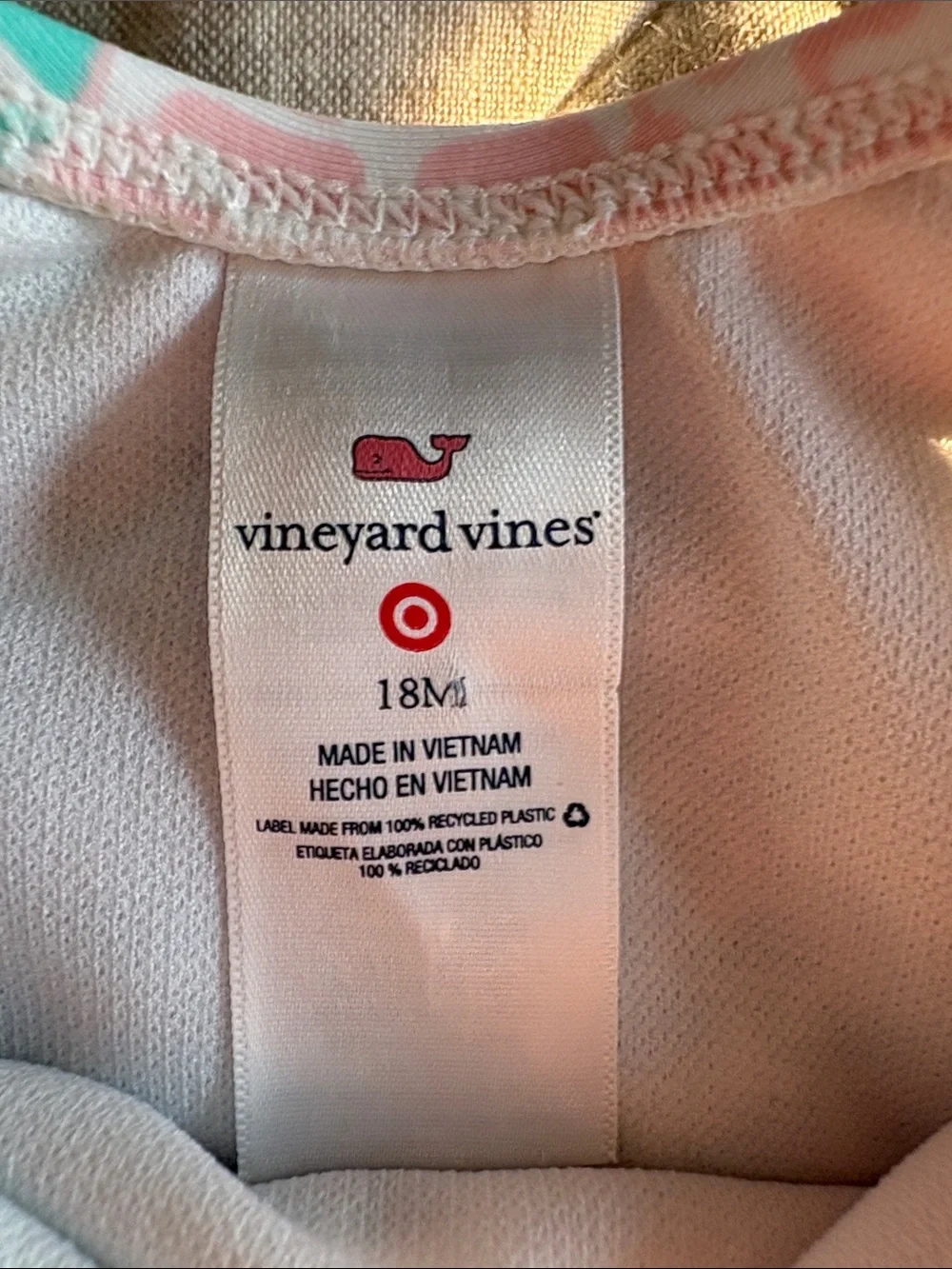 Vineyard Vines Kids One-Piece Swimsuit in Mint, Pink & Blue Whale Patchwork